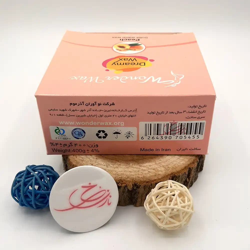 وکس سکه ای ژله ای صورت واندر وکس Wonder Wax مدل هلو Peach وزن 400 گرمی — تصویر ۴