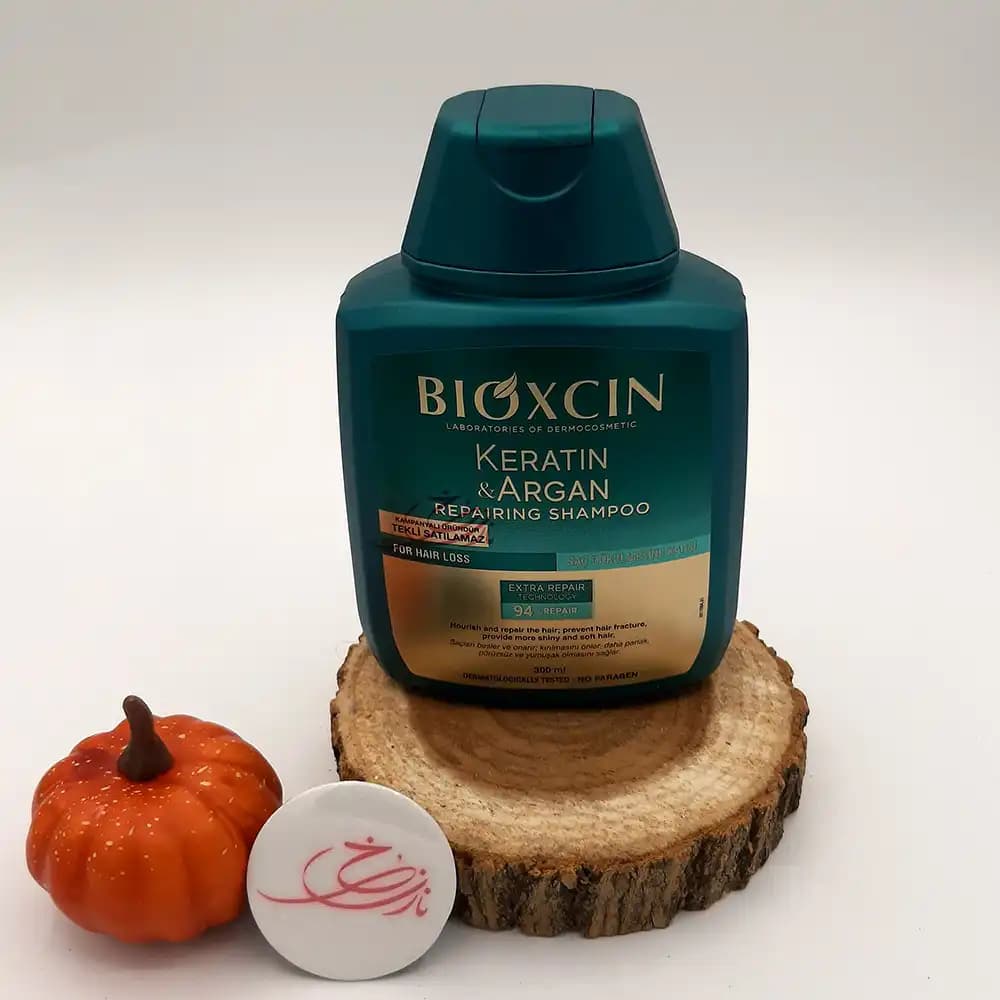 شامپو ترمیم کننده بیوکسین BIOXCIN مدل کراتین و آرگان جعبه سبز حجم 300 میلی لیتر — تصویر ۲