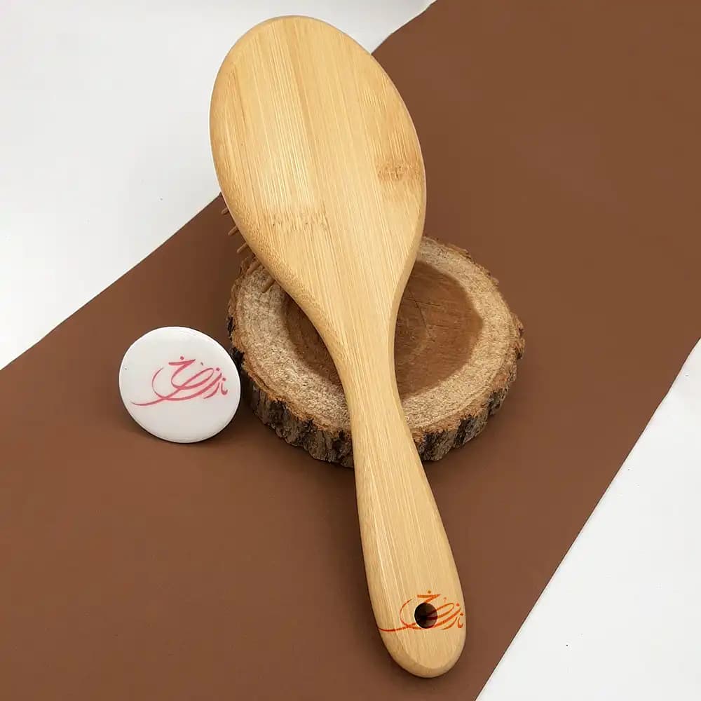 برس مو چوبی بامبو Bamboo مدل بیضی — تصویر ۳