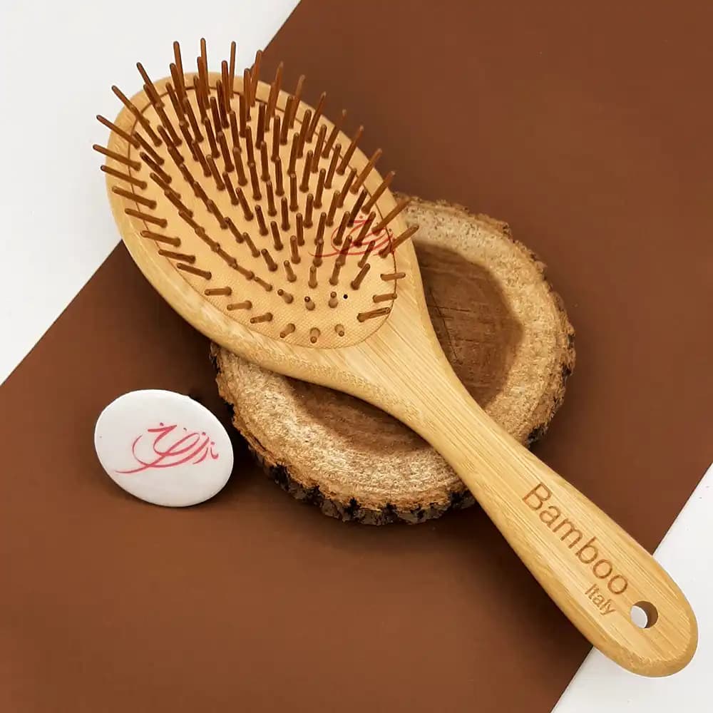 برس مو چوبی بامبو Bamboo مدل بیضی