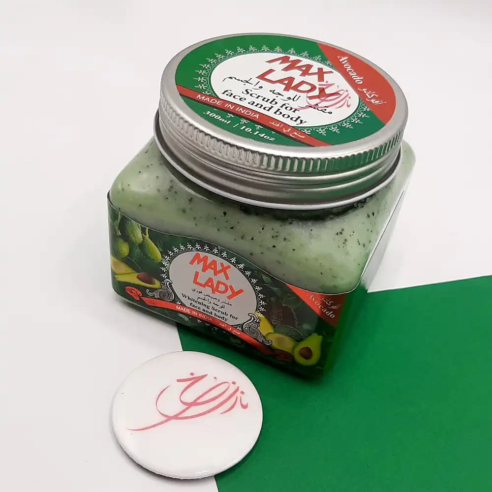 اسکراب مکس لیدی MAX LADY (شنی مناسب صورت و بدن) مدل آووکادو حجم 300 میلی لیتر — تصویر ۳