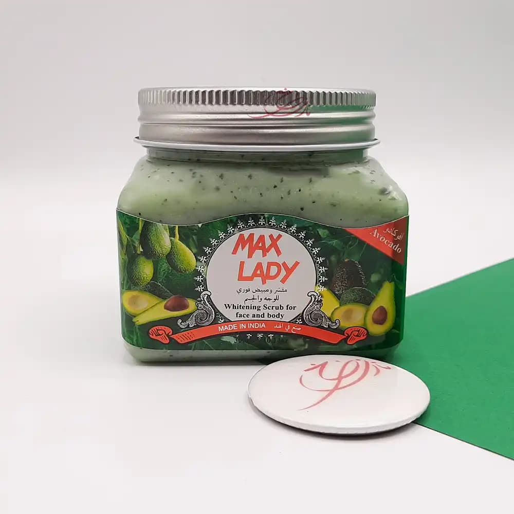 اسکراب مکس لیدی MAX LADY (شنی مناسب صورت و بدن) مدل آووکادو حجم 300 میلی لیتر