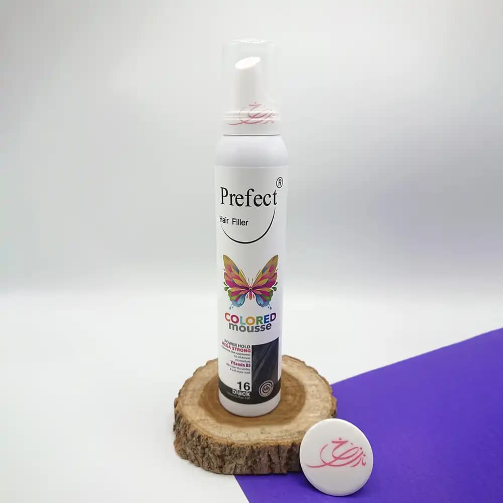 اسپری موس مو رنگی فانتزی پرفکت Perfect مدل MEGA STRONG رنگ مشکی 16 حجم 150 میلی لیتر
