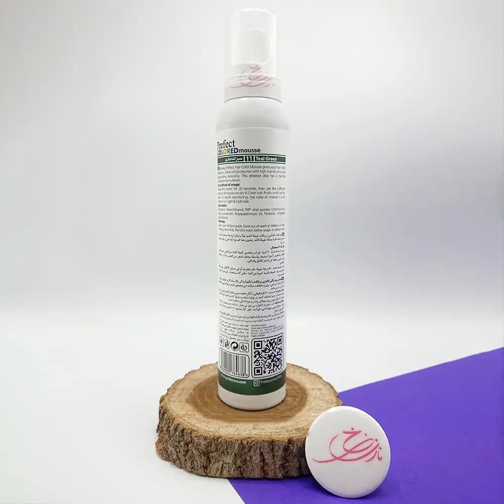اسپری موس مو رنگی فانتزی پرفکت Perfect مدل MEGA STRONG رنگ سبز کله غازی 11 حجم 150 میلی لیتر — تصویر ۳