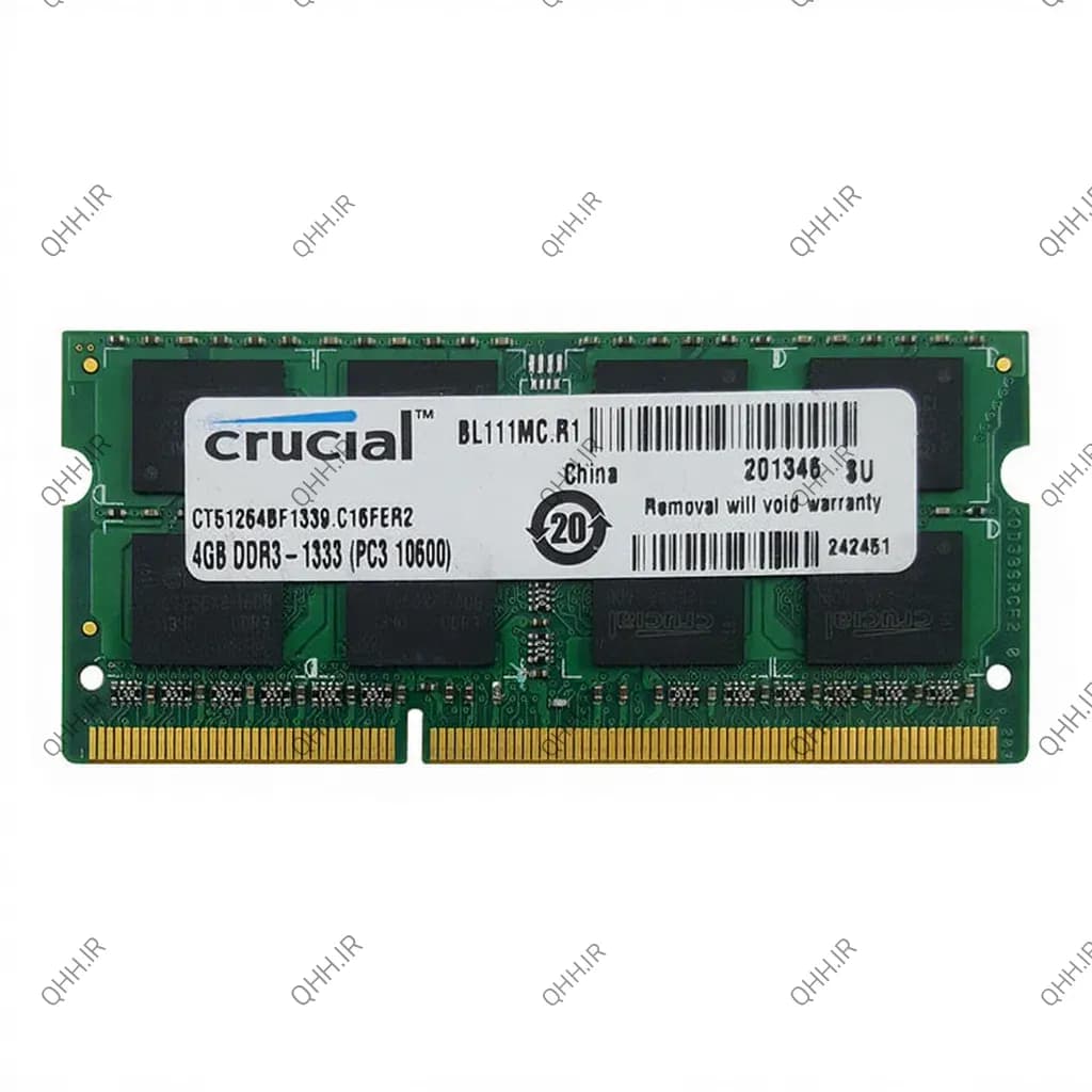 رم لپ تاپ 4 گیگ کروشیال Crucial DDR3-1333-10600 MHZ 1.5V شش ماه گارانتی — تصویر ۷
