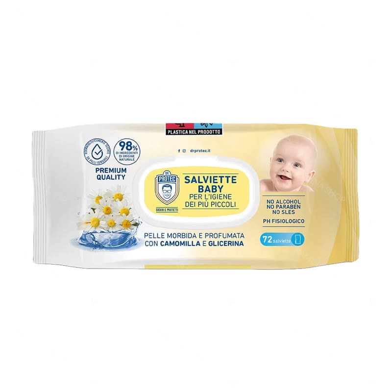 دستمال مرطوب کودک 72 عددی حاوی عصاره بابونه دکتر پروتک Dr Protec — تصویر ۲