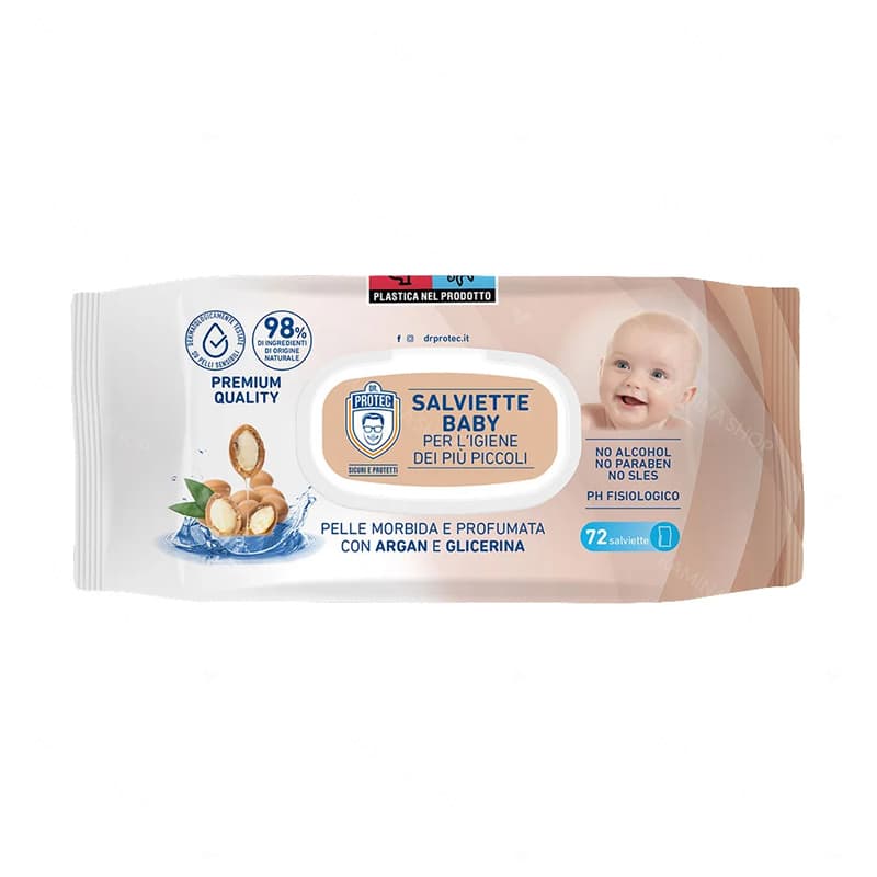 دستمال مرطوب کودک 72 عددی حاوی عصاره آرگان دکتر پروتک Dr Protec — تصویر ۲