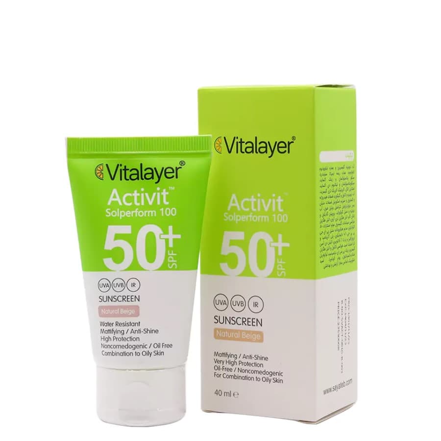 کرم ضد آفتاب ویتالیر رنگ نچرال بژ پوست چرب – Vitalayer
