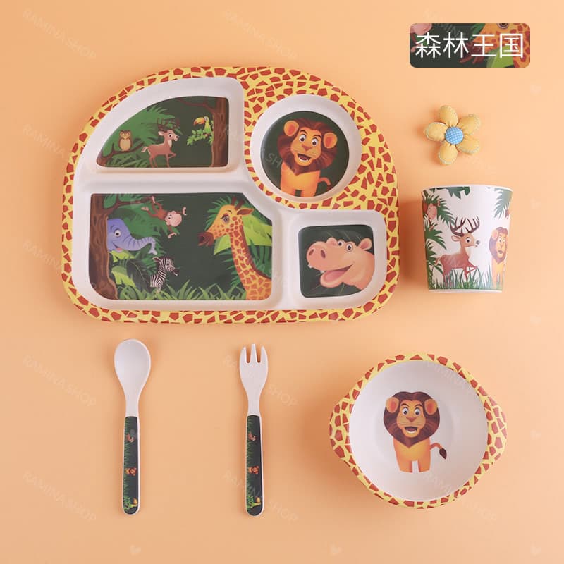 سرویس غذاخوری بامبو بچه گانه 5 تکه — تصویر ۵
