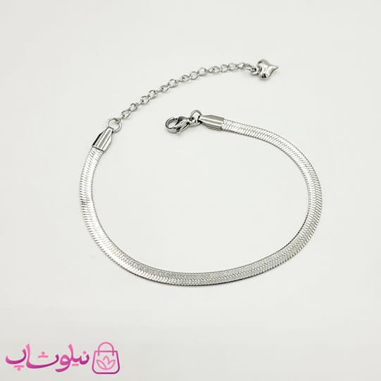 دستبند دخترانه هرینگبون نقره ای استیل 4 میل کد 109