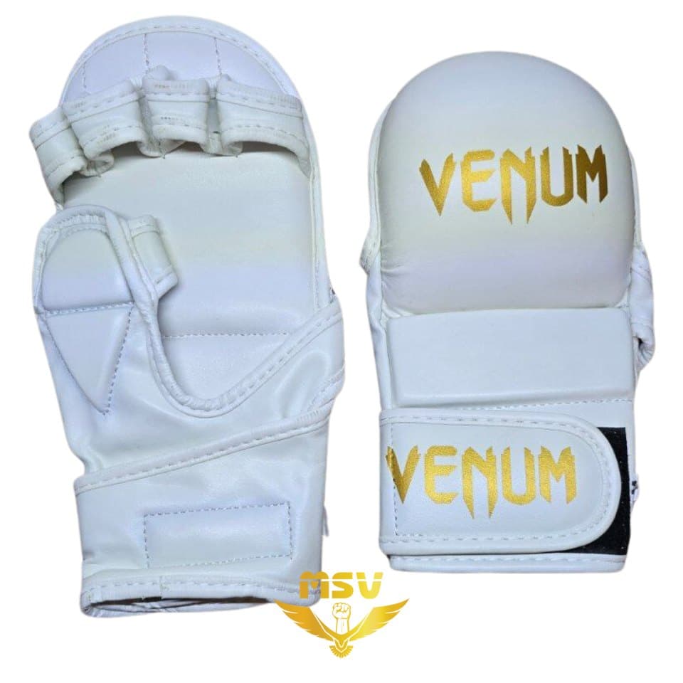 دستکش ام ام ای MMA چرم مصنوعی ونوم VENUM سفید — تصویر ۲