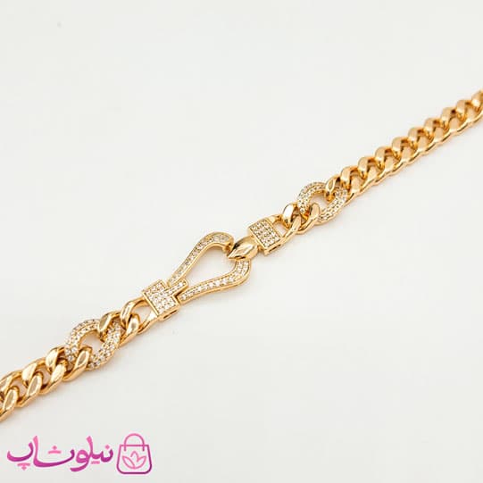 دستبند زنانه ژوپینگ طلایی مدل فرد Fred نگیندار کد 7991 — تصویر ۸