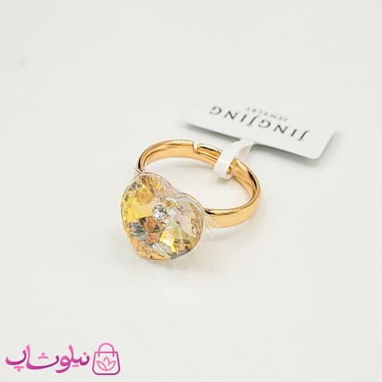 انگشتر دخترانه ژوپینگ با کریستال سواروسکی زرد کد 208