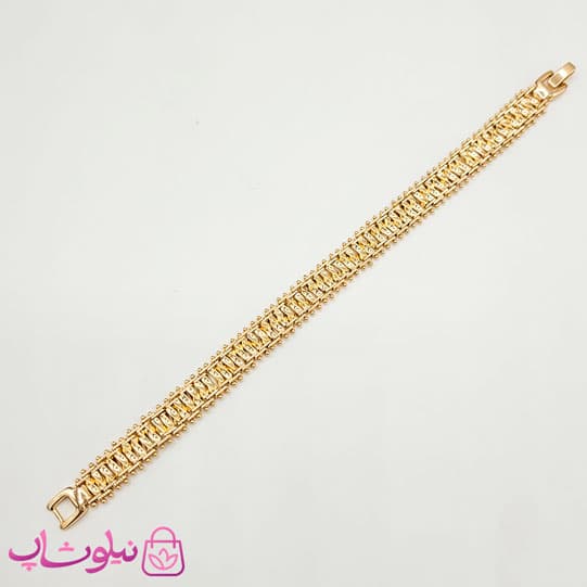 دستبند زنانه ژوپینگ مدل جلفایی زنجیری پهن کد 6991 — تصویر ۳