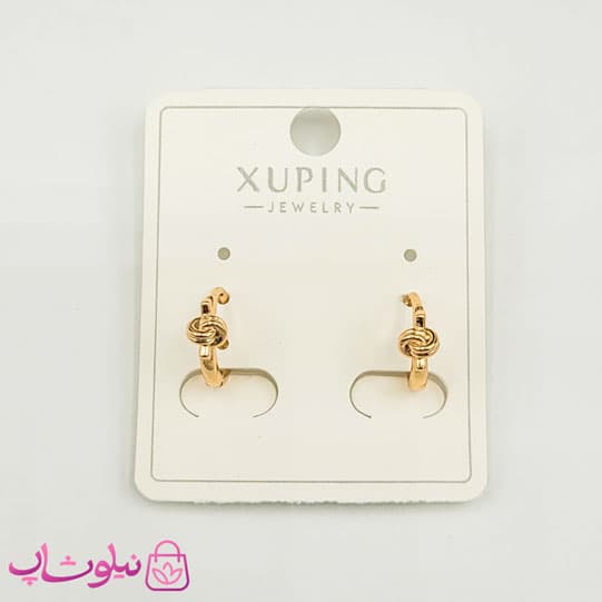 گوشواره حلقه ای کوچک ژوپینگ طرح گره کد 571 — تصویر ۳