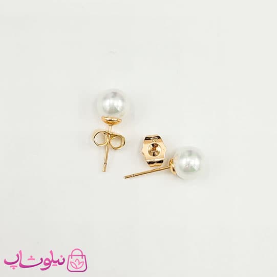 گوشواره میخی ژوپینگ مرواریدی سفید کد 459 — تصویر ۳
