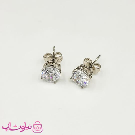 گوشواره دخترانه میخی ژوپینگ نقره ای عمده کد 649