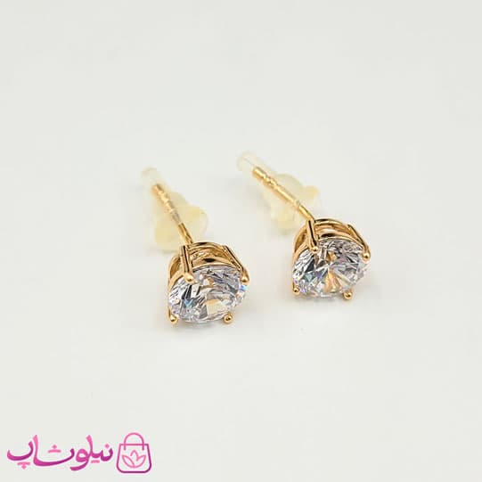 گوشواره دخترانه میخی ژوپینگ طلایی عمده پک 5 عددی کد 649 — تصویر ۲