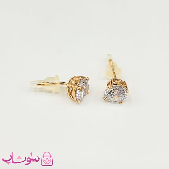 گوشواره دخترانه میخی ژوپینگ طلایی عمده پک 5 عددی کد 649 — تصویر ۳