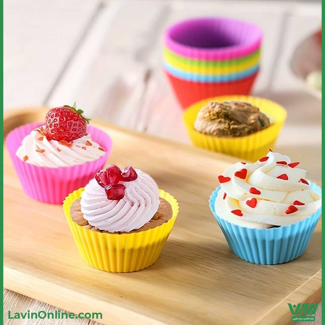 قالب سیلیکونی رنگین کمانی کاپ کیک (دایره) — تصویر ۳