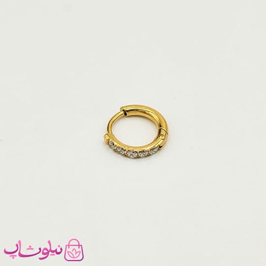 پیرسینگ گوش حلقه ای طلایی نگیندار قطر 11 میل کد 891