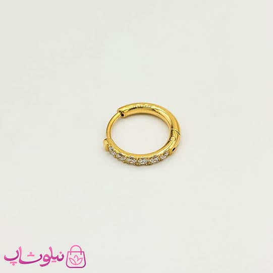 پیرسینگ گوش حلقه ای طلایی نگیندار قطر 13 میل کد 891 — تصویر ۲