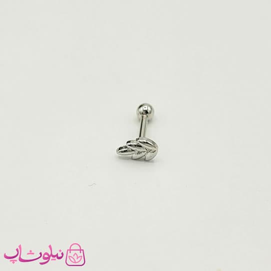پیرسینگ گوش طرح برگ نقره ای کد 892