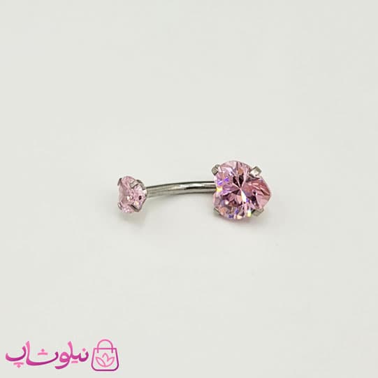 پیرسینگ ناف با نگین قلبی صورتی کد 591 — تصویر ۲
