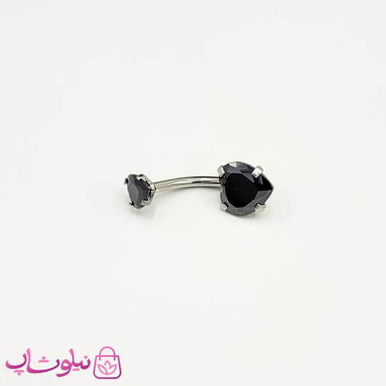 پیرسینگ ناف با نگین قلبی مشکی کد 698