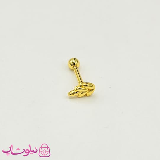پیرسینگ گوش طرح برگ طلایی کد 892
