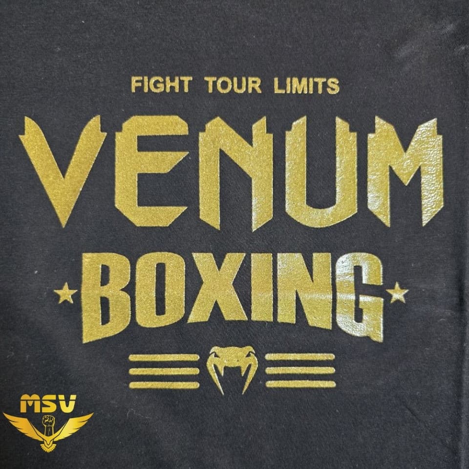 تیشرت رزمی طرح برجسته ونوم باکسینگ VENUM BOXING مشکی طلایی — تصویر ۶