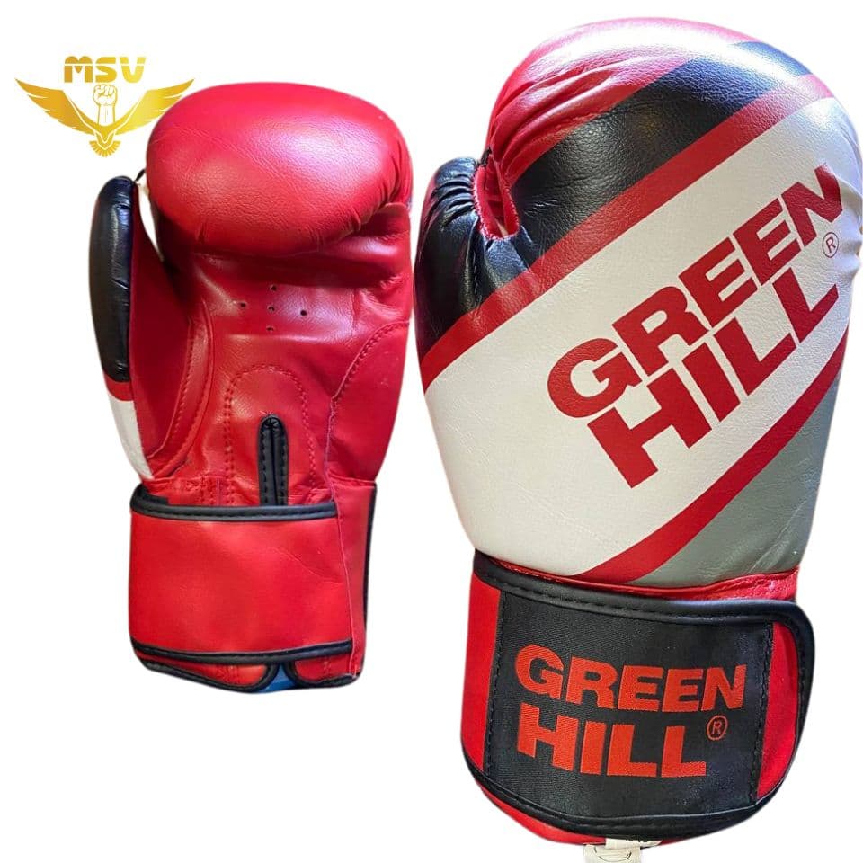 دستکش بوکس گرین هیل Green Hill پی یو PU قرمز سفید