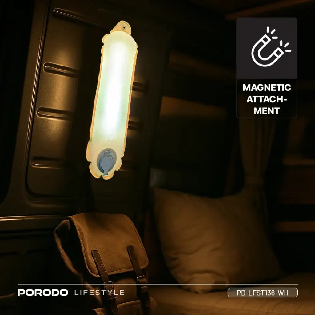 چراغ کمپی مگنتی و منعطف پرودو Porodo Lifestyle Inflatable Outdoor Magnetic Tube Light — تصویر ۶