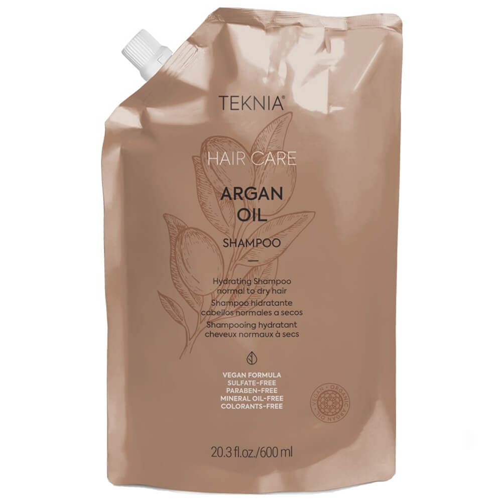شامپو آبرسان بدون سولفات لاکمه سری Teknia مدل Argan Oil مناسب موهای معمولی و خشک حجم 600 میل