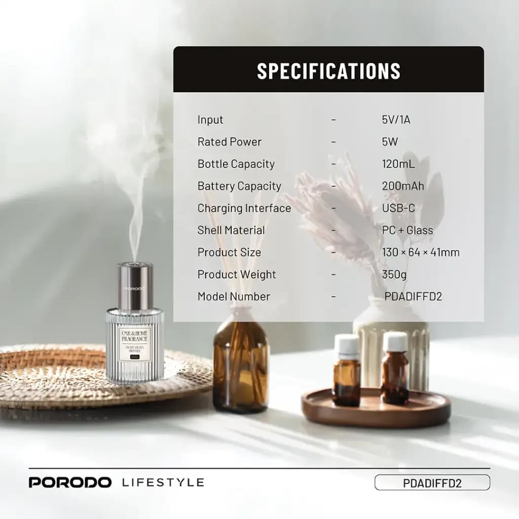 خوشبو کننده پرودو Porodo Lifestyle Grasse Smart Aroma Diffuser — تصویر ۸