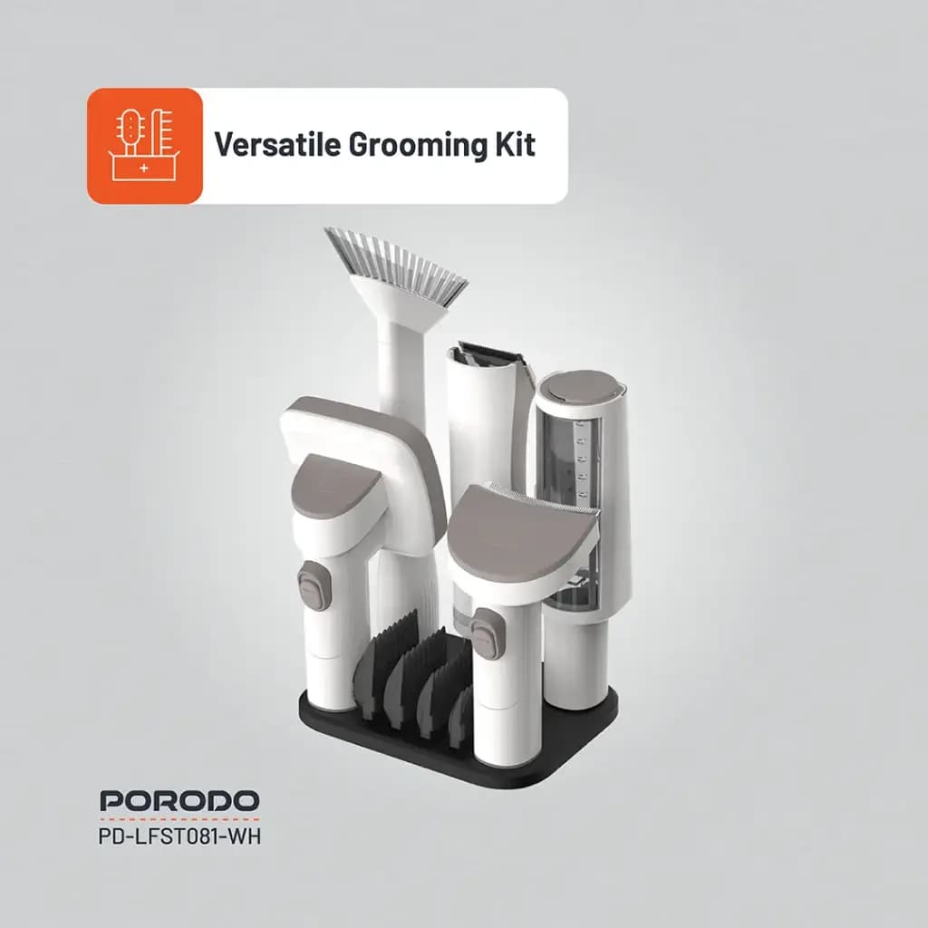 کیت آرایش و تمیزکننده حیوانات خانگی پورودو لایف‌استایل Porodo Lifestyle Pet Grooming Kit Trimmer & Vacuum — تصویر ۸