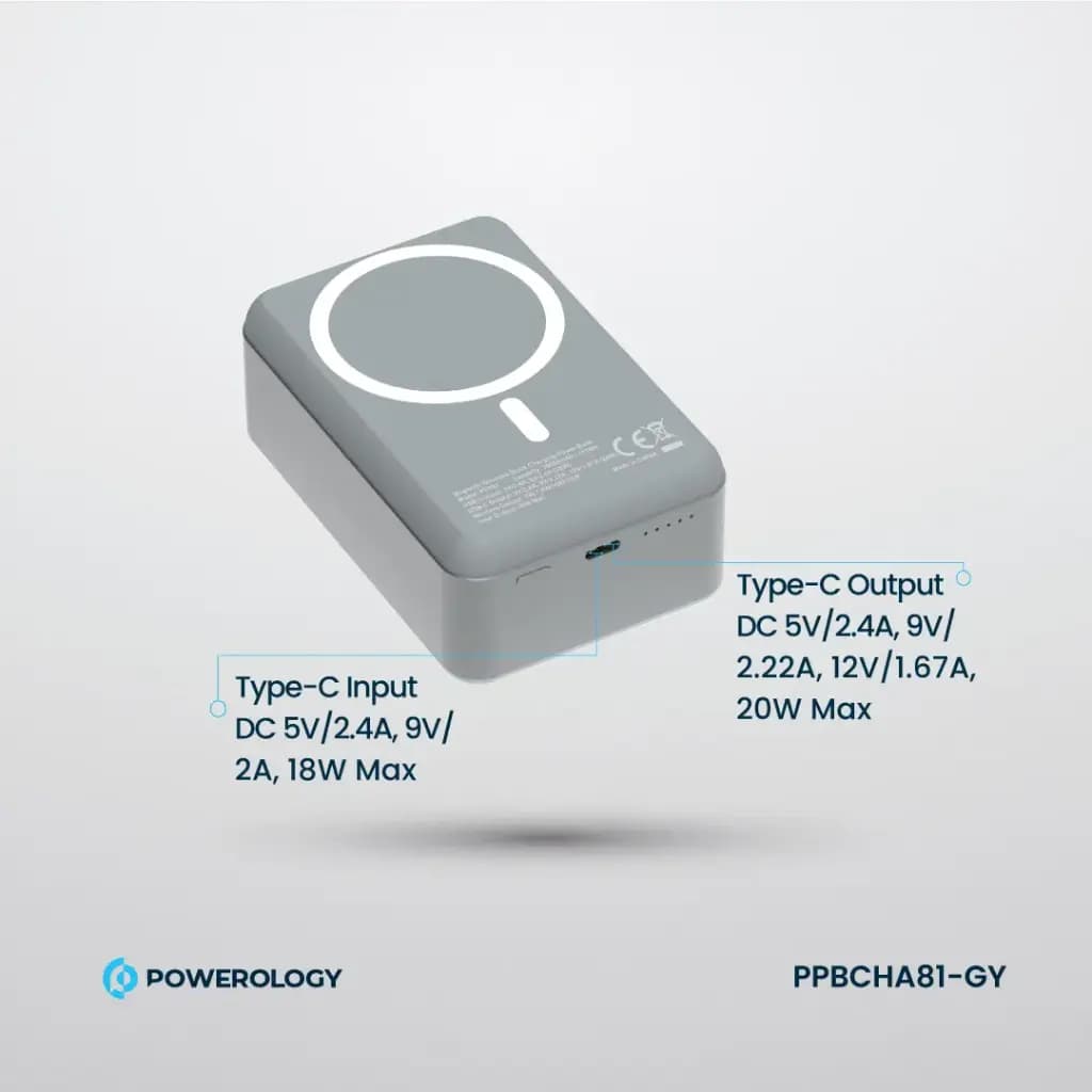 پاوربانک 30000 میلی آمپری پاورولوژی Powerology 30000mAh MagSafe Aluminum Power Bank — تصویر ۳