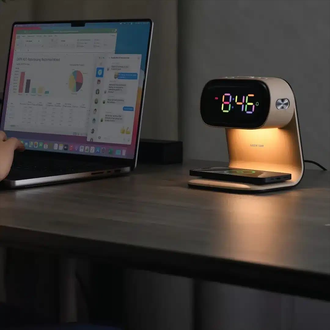 ساعت رو میزی گرین لاین Green Lion Bedside Clock with Wireless Charger — تصویر ۱۰