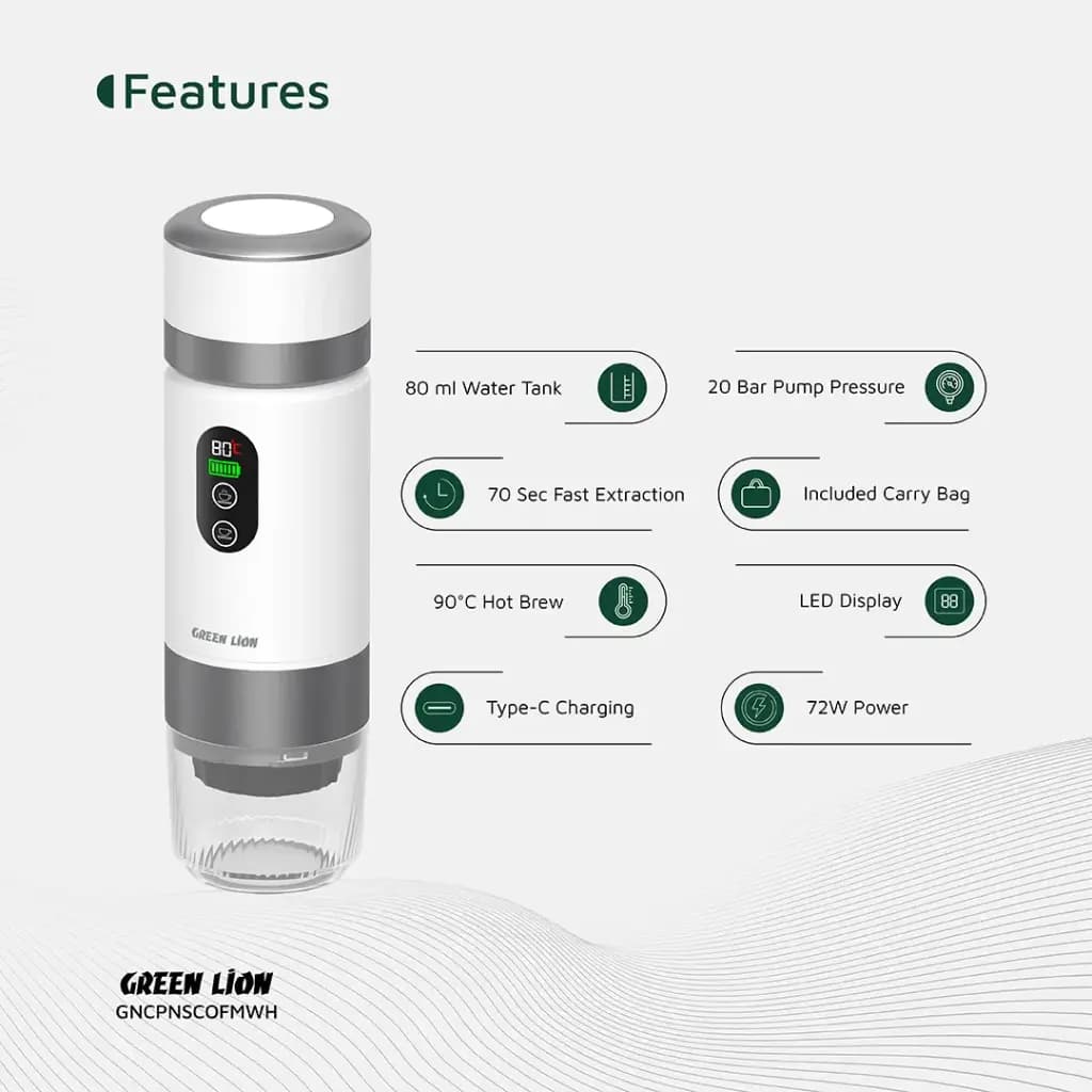 اسپرسو ساز گرین لاین Green Lion Campinas Portable Coffee Maker 80mL — تصویر ۴