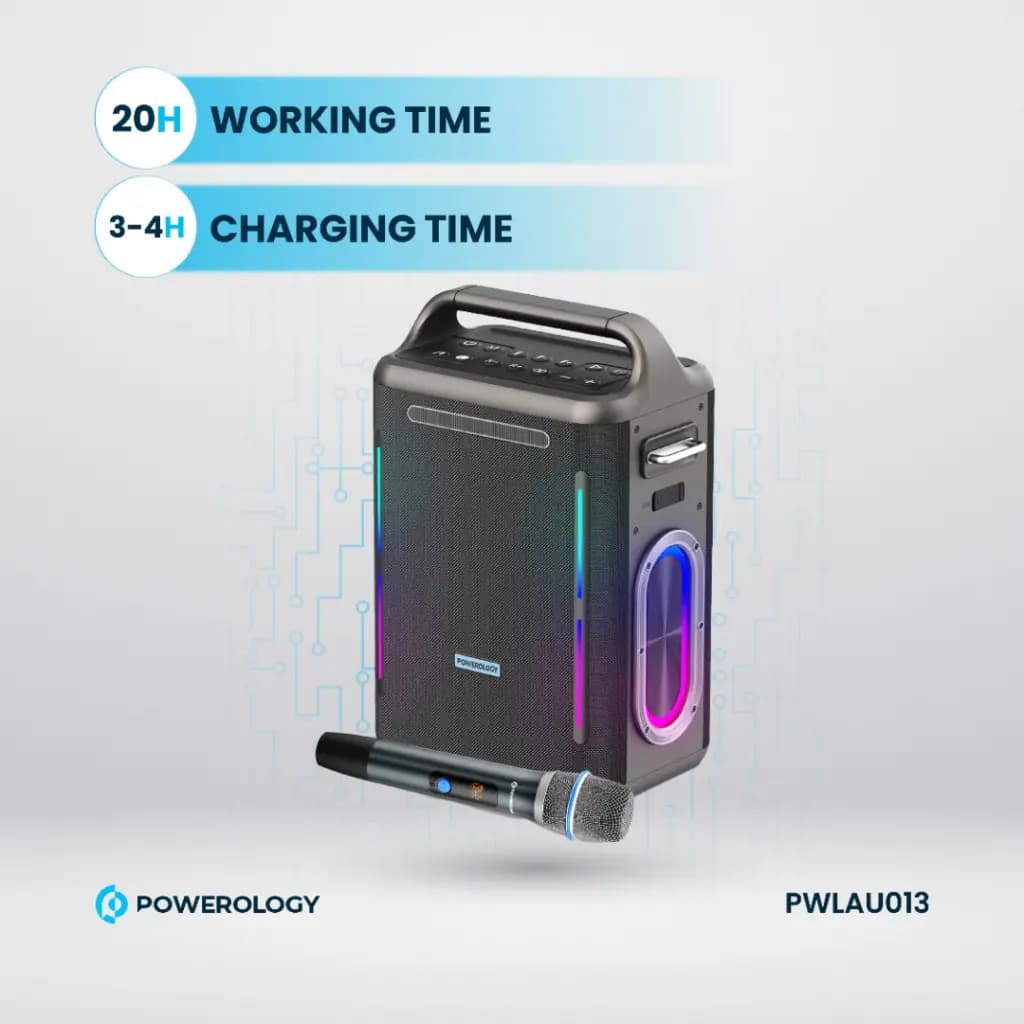 اسپیکر کارائوکه پاورولوژی Powerology Karaoke Party Speaker – Silver — تصویر ۸