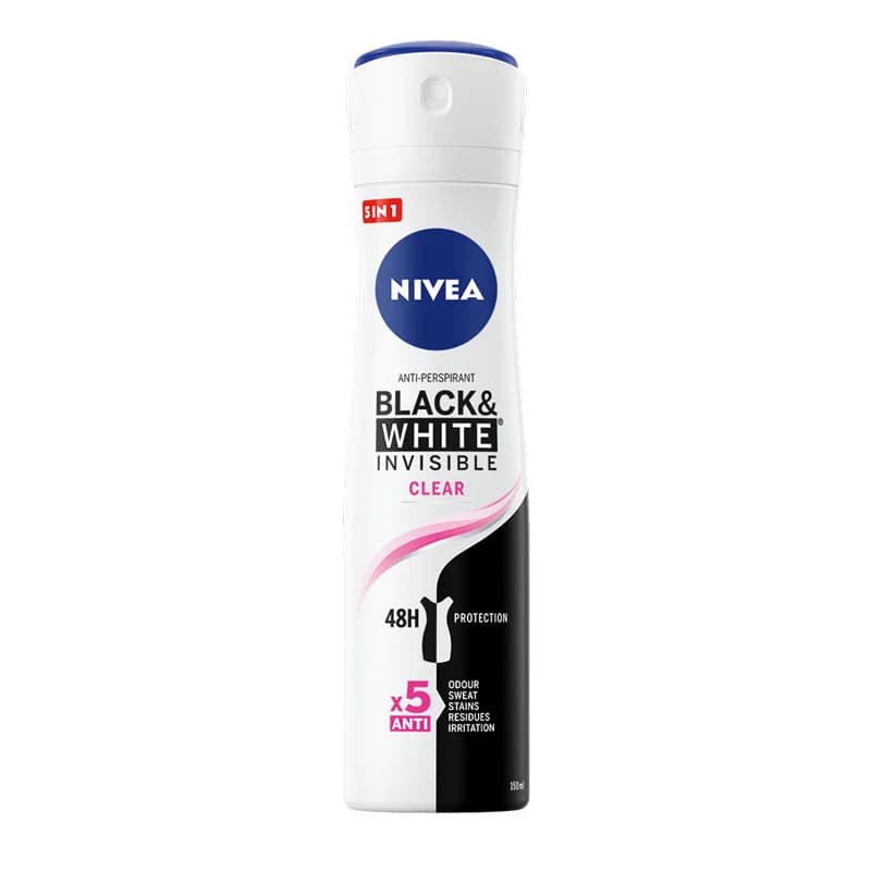 اسپری ضد تعریق نیوآ مدل Black &amp; White Invisible Clear X5 حجم ۱۵۰ میل