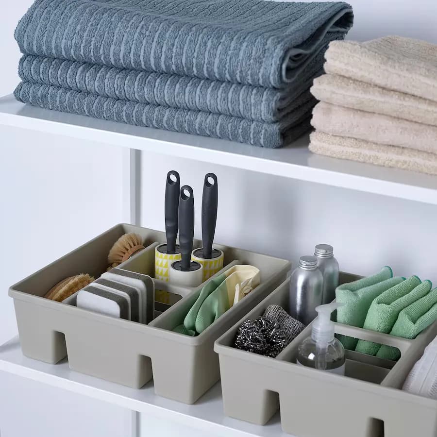 باکس نظم دهنده محفظه دار ایکیا FANGGRODA خاکستری روشن، 30x30x11 سانتیمتر — تصویر ۴
