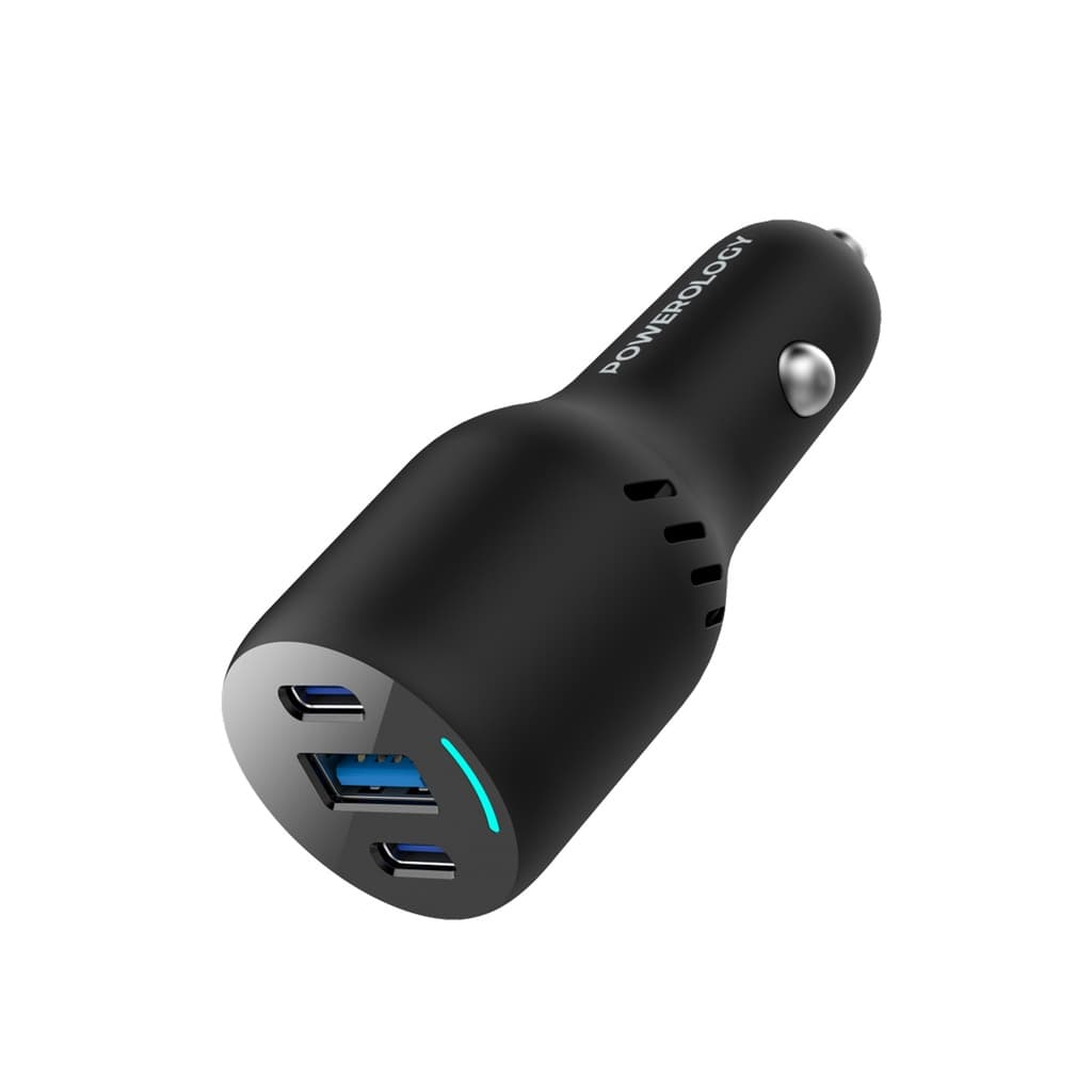 شارژر فندکی پاورولوژی خودرو Powerology PD65W + PD20W + QC18W LED Triple Ports Car Charger
