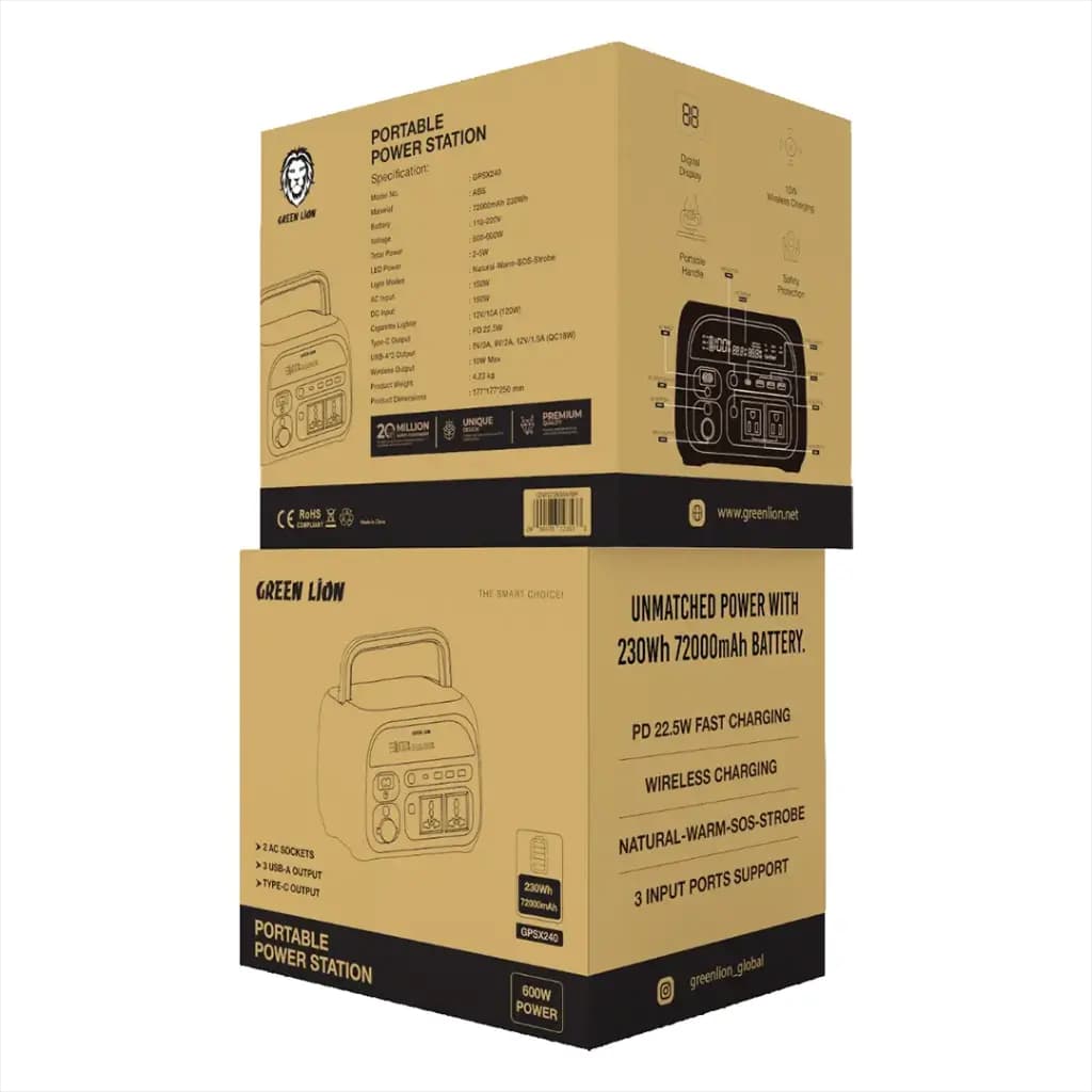 ژنراتور برق گرین لاین Green Lion Portable 72000mah Power Station 600W — تصویر ۳