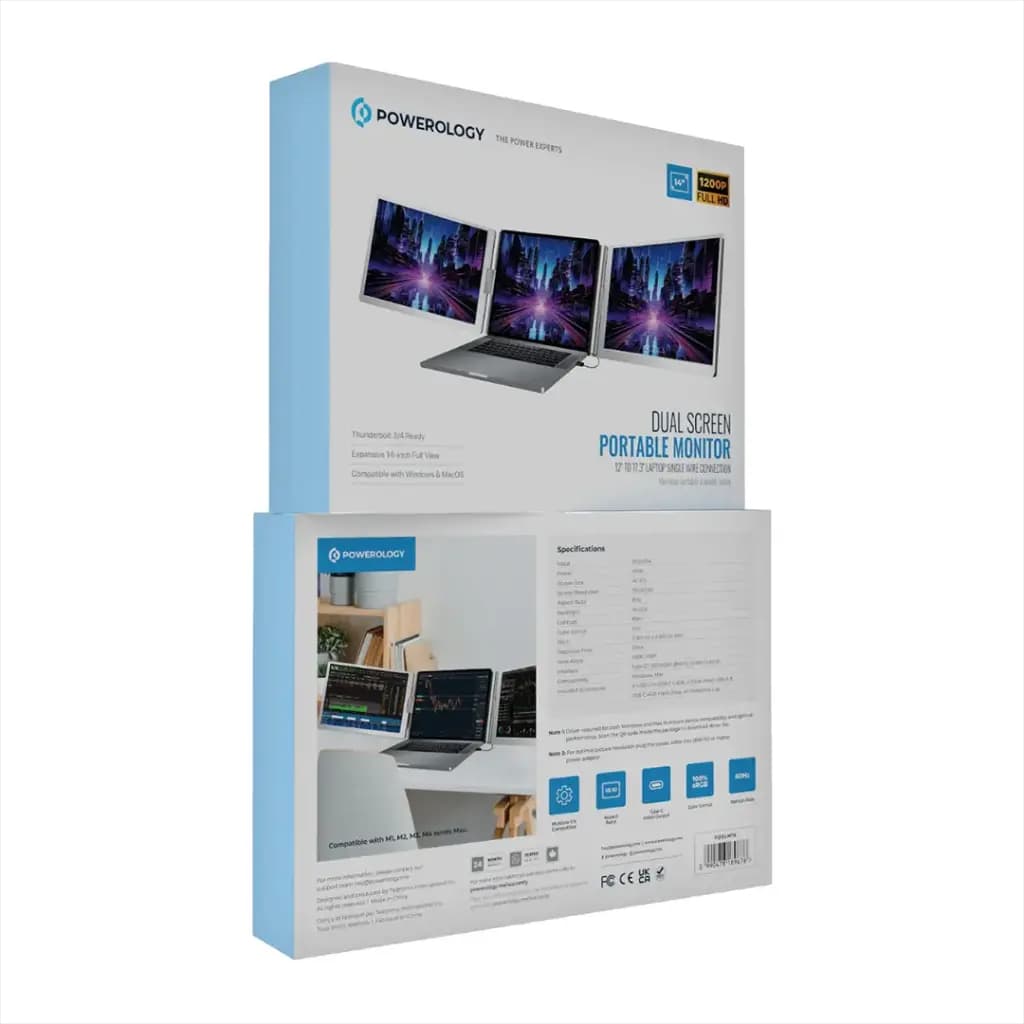 مانیتور دوگانه پاورولوژی Powerology Dual Screen Portable Monitor — تصویر ۳