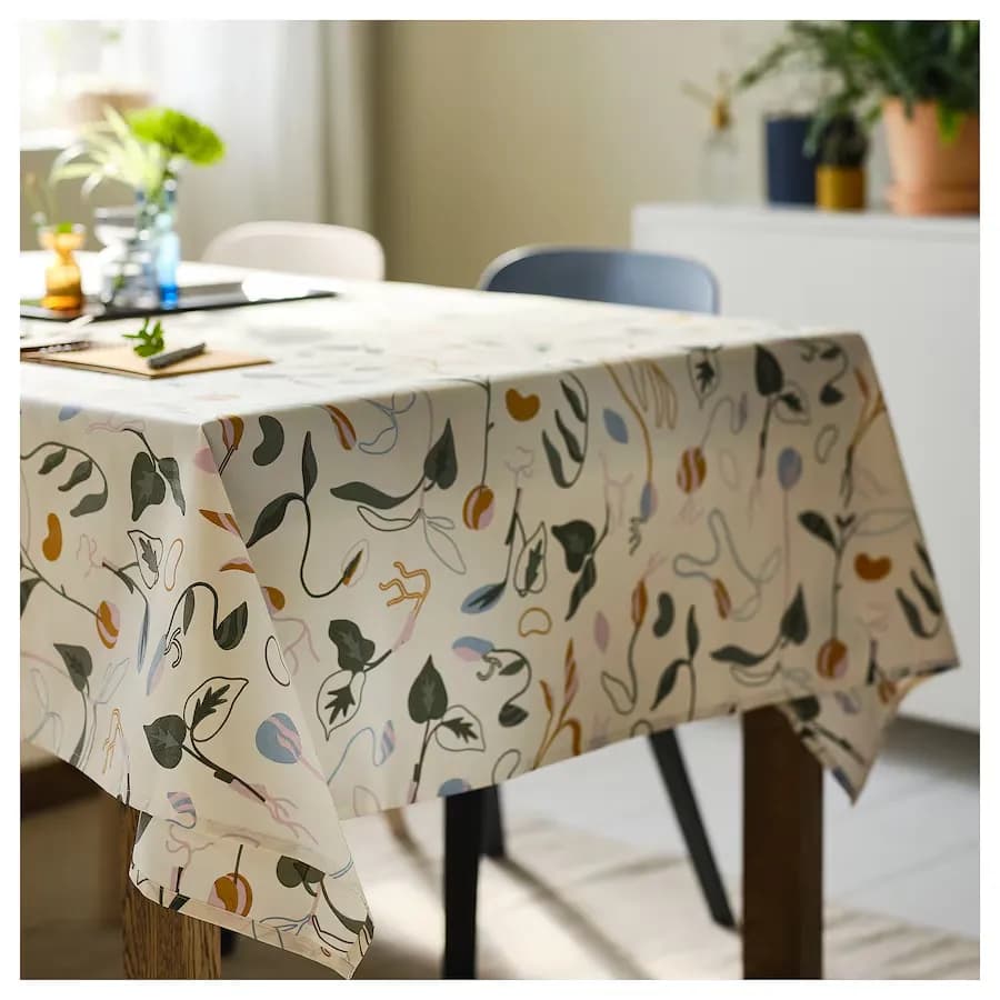 رومیزی ضد آب ایکیا DAKSJUS طرح جوانه رنگ کرم، 145×240 سانتیمتر — تصویر ۶