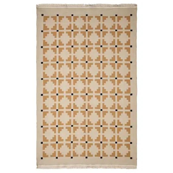 فرش طرح‌دار ایکیا TELEGRAFLINJE زرد-بژ، 170×240 سانتی‌متر