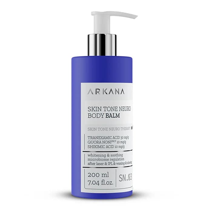 UniTone Neuro Body Balm ارکانا – بالم تخصصی بدن روشنکننده، ضدلک و یکنواختکننده رنگ پوست (200 میل) — تصویر ۳