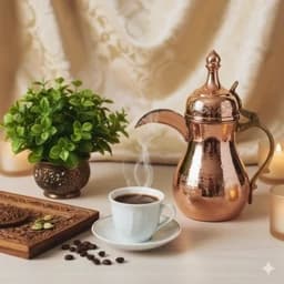 قهوه جوش (دله عربی مسی) بزرگ طرحدار نانو با کیفیت عالی — تصویر ۵