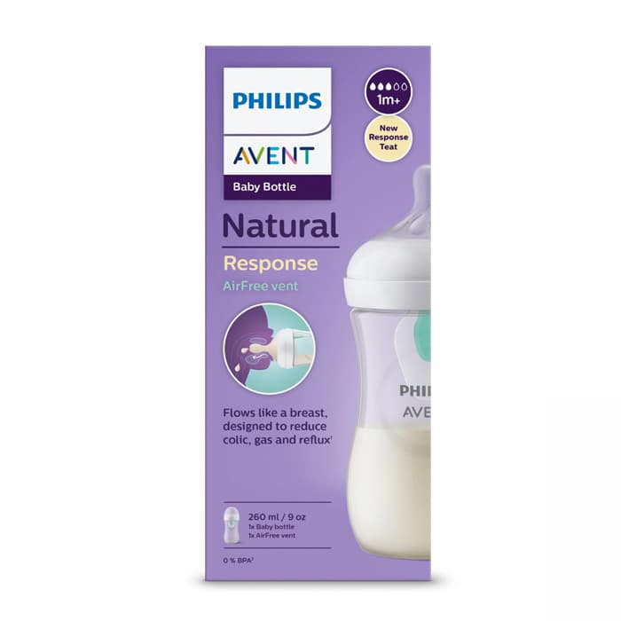 شیرخوری طلقی 260ml اونت Natural Response با سوپاپ Airfree (سرشیشه 3قطره) — تصویر ۶
